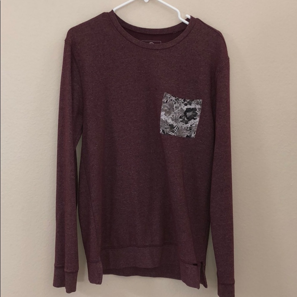 Maroon Sweater with Patterned Breastpocket